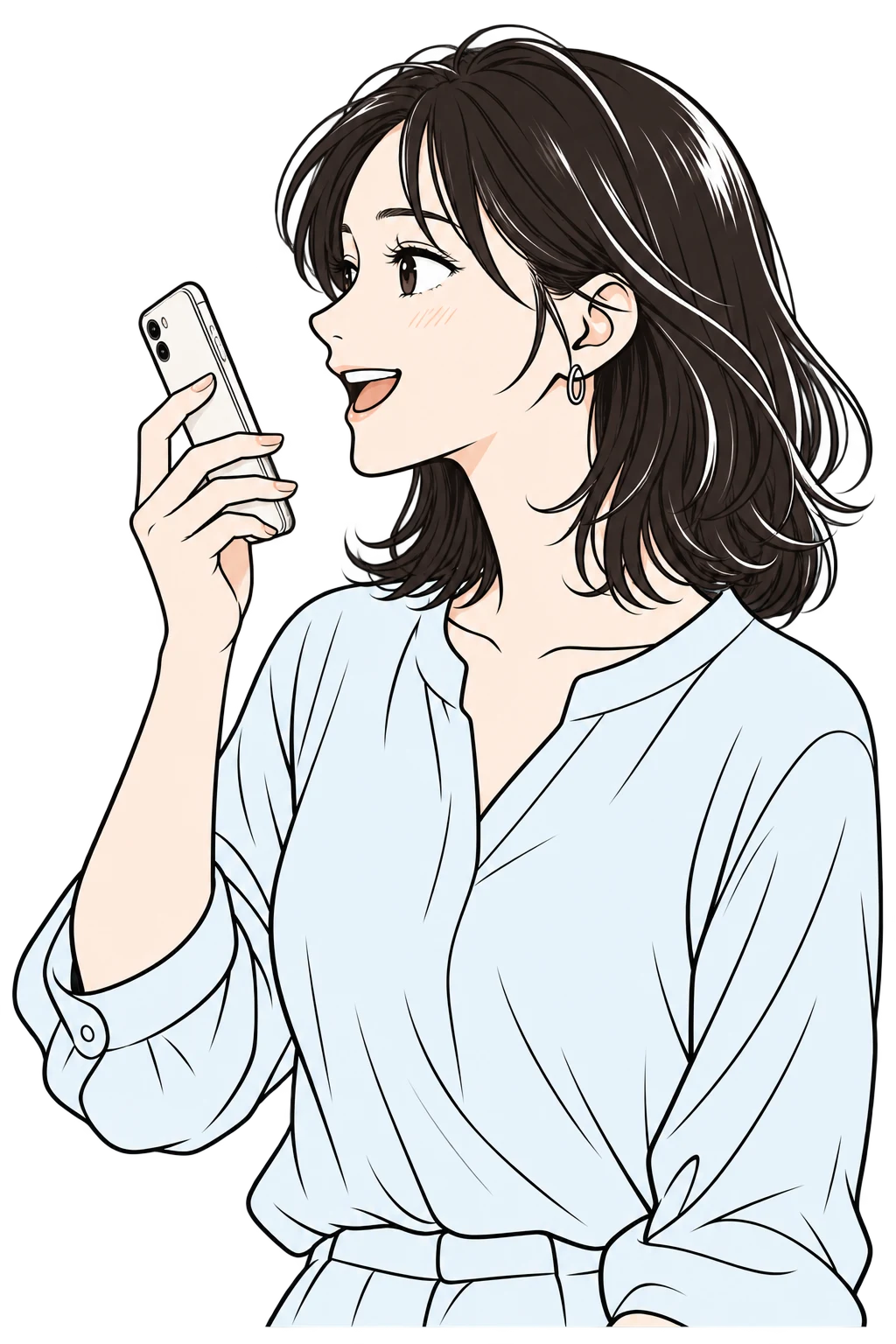 A woman speaking into her phone.